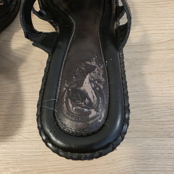 Nurture Black Leather Slip On Summer Cute Minimalist Heeled Lucas Sandals Sz 9M - Picture 5 of 7